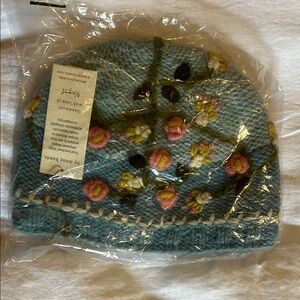 By Many Hands Floral Embroidered Knit Beanie